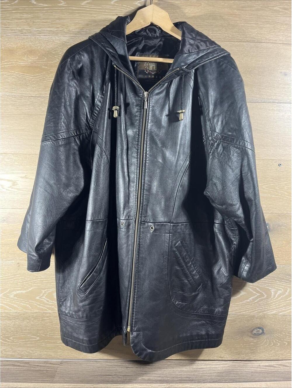 VTG 80s Express L Opera Men’s Large Black Quilted Leather  Jacket Thinsulate